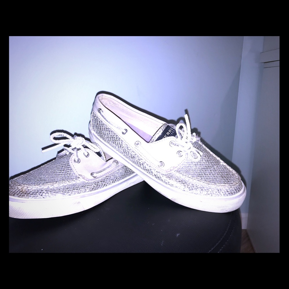 Silver Sperry shoes